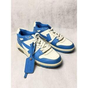 Off-White Out of Office "OOO" Low Top Sneakers White Blue Leather SZ 38 US 8